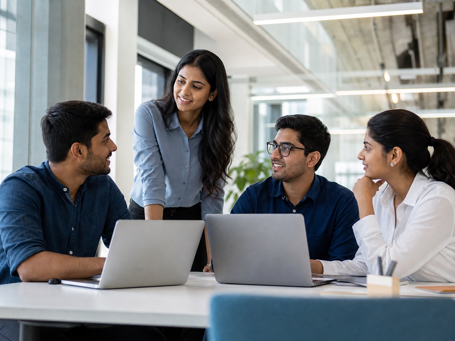 Professionals collaborating at work